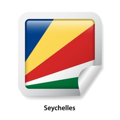 Flag of Seychelles. Round glossy badge sticker