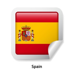 Obraz premium Flag of Spain. Round glossy badge sticker