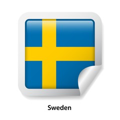 Flag of Sweden. Round glossy badge sticker