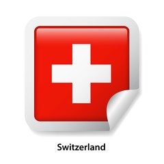 Obraz premium Flag of Switzerland. Round glossy badge sticker
