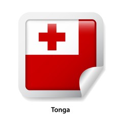 Flag of Tonga. Round glossy badge sticker