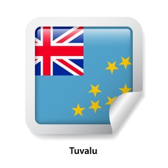 Flag of Tuvalu. Round glossy badge sticker