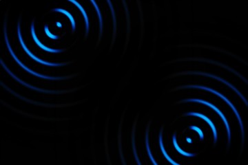 Light blue rings sound waves oscillating, abstract background