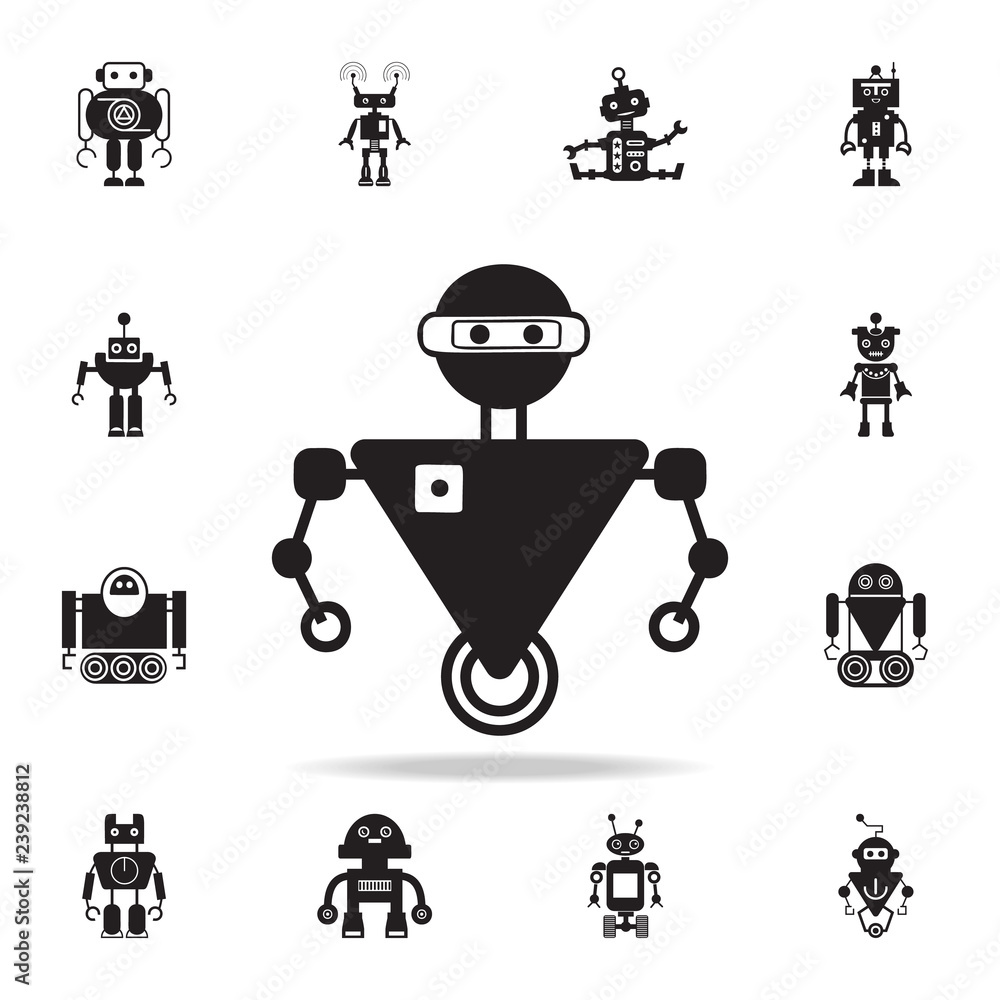Poster robot on the wheel icon. detailed set of robot icons. premium graphic design. one of the collection 