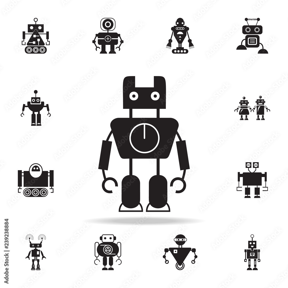 Poster robot with a clock icon. detailed set of robot icons. premium graphic design. one of the collection 