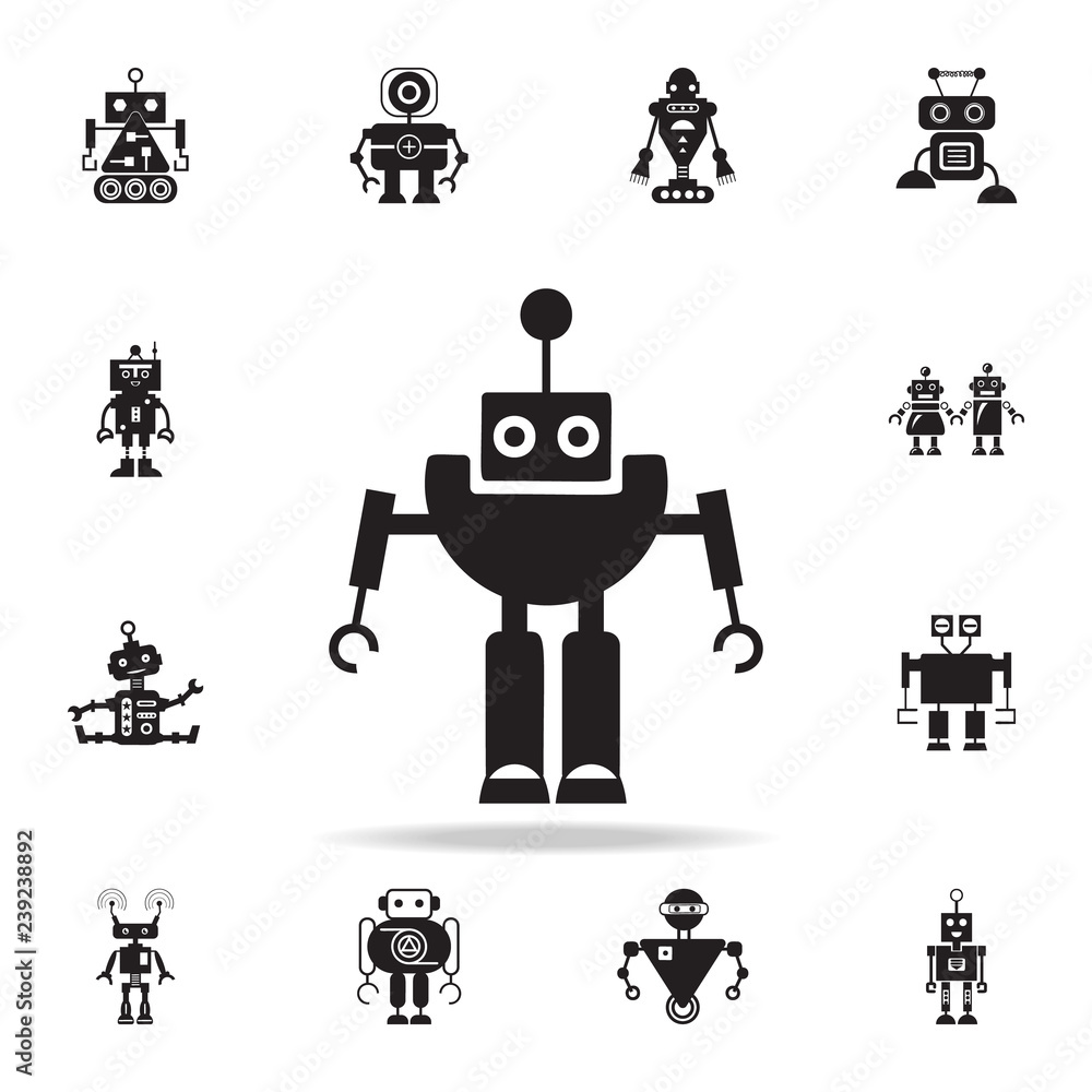 Poster robot with antenna icon. detailed set of robot icons. premium graphic design. one of the collection 
