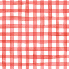 watercolor gingham check, hand painted seamless vector pattern  - obrazy, fototapety, plakaty