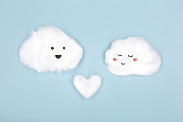 Two clouds made from cotton wool