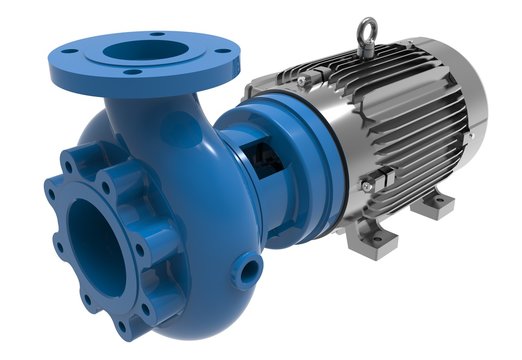 Electric water pump 3d illustration isolated on the white background