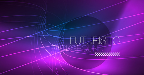 Neon glowing magic background, neon banner, night sky wallpaper. Magic light effect. Christmas abstract pattern.