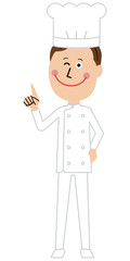 ポップな中年の素敵なコックさん　指差し