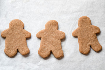 Gingerbread cookies on parchment