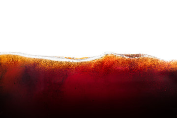 cola soda with sparkling bubbles isolated on white - obrazy, fototapety, plakaty