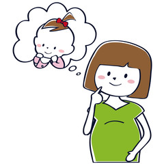 かわいい妊婦 おかっぱ　女の子の赤ちゃんを想像