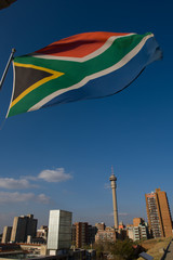 South African flag in Johannesburg, South Africa