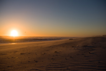 Sunset in Cape Town, South Africa with view towards Table Mountain