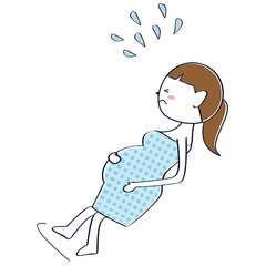 かわいい妊婦 ポニーテール　お風呂で転倒