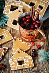 Gingerbreads and Winter hot tea with cranberry and spices.