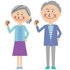 ポップな家族　おばあちゃんとおじいちゃん ガッツポーズ