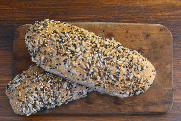Close up of various types of bread