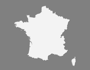 White color France map using single border line on dark background vector illustration