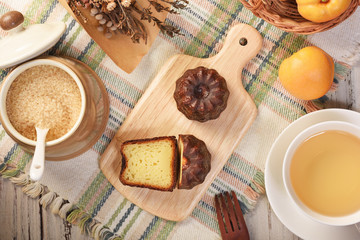Canele cake - traditional French sweet dessert 