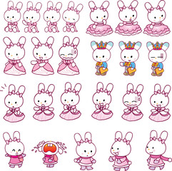 rabbit cartoon vector set