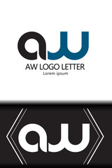 alphabet  logo letter AW with combination, lowercase for business - vector
