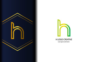 alphabet H logo letter with gradient, lowercase for business - vector