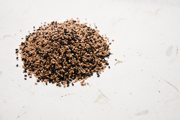 Black sesame and traditional Korean paper Hanji.