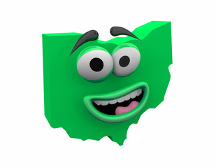 Ohio State Map Eyes Mouth Funny Cartoon Face 3d Illustration