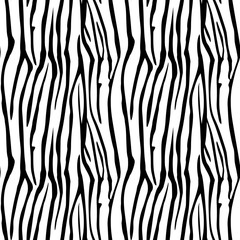 Zebra Stripes Seamless Pattern. Zebra print, animal skin, tiger stripes, abstract pattern, line background, fabric. Amazing hand drawn vector illustration. Poster, banner. Black and white artwork,