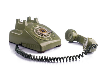 retro telephone on a white background