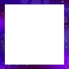 Vector galaxy square photo frame on white background with copy space.