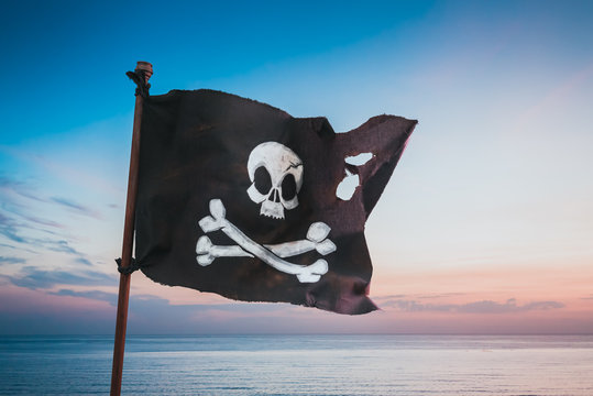 Pirate flag waving with the wind