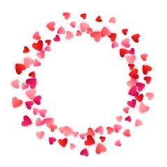 Red flying hearts bright love passion vector background.