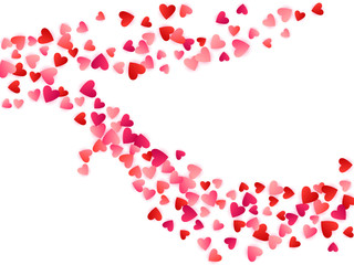 Red flying hearts bright love passion vector background.