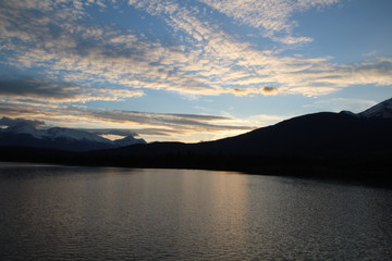 Sunset On Pyramid Lake, Jasper National Park, Alberta