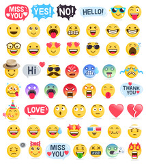 Emoji emoticons symbols icons set. Vector Illustrations