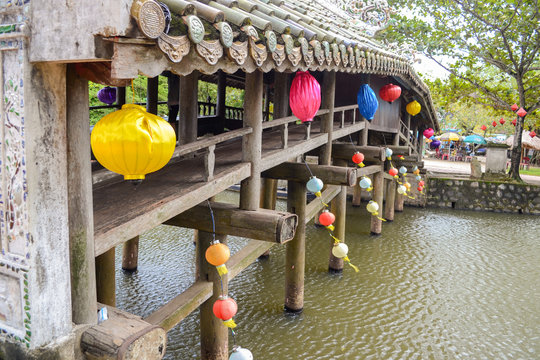 Thanh Toan Bridge, The ancient wooden Bridge on the river perfume near Hue City, Vietnam