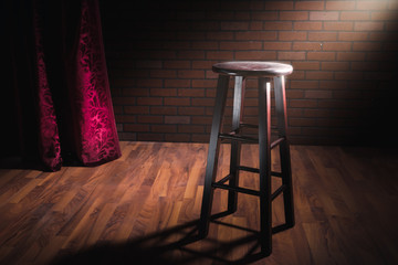 wood stool on a stage