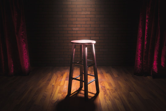 Wood Stool On A Stage