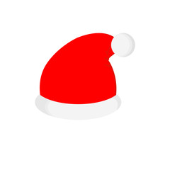 santa hat icon in flat style isolated vector illustration on white transparent background. Christmas hat icon vector