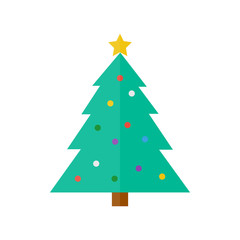 christmas tree icon in flat style isolated vector illustration on white transparent background.