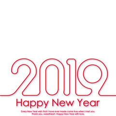 Happy New Year greeting card with lined text. Vector