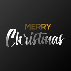 Merry Christmas card with handwritten text. Vector.