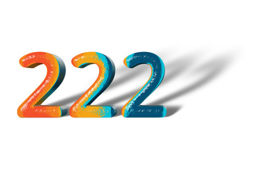 3D Number 222 two hundred twenty two lively colours