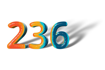 3D Number 236 two hundred thirty six lively colours