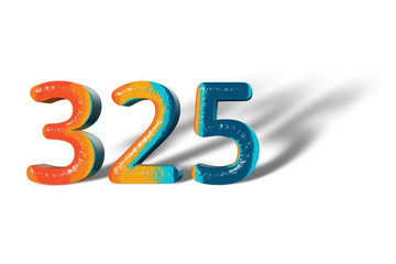3D Number 325 three hundred twenty five lively colours
