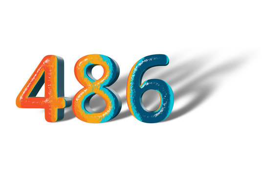 3D Number 486 four hundred eighty six lively colours